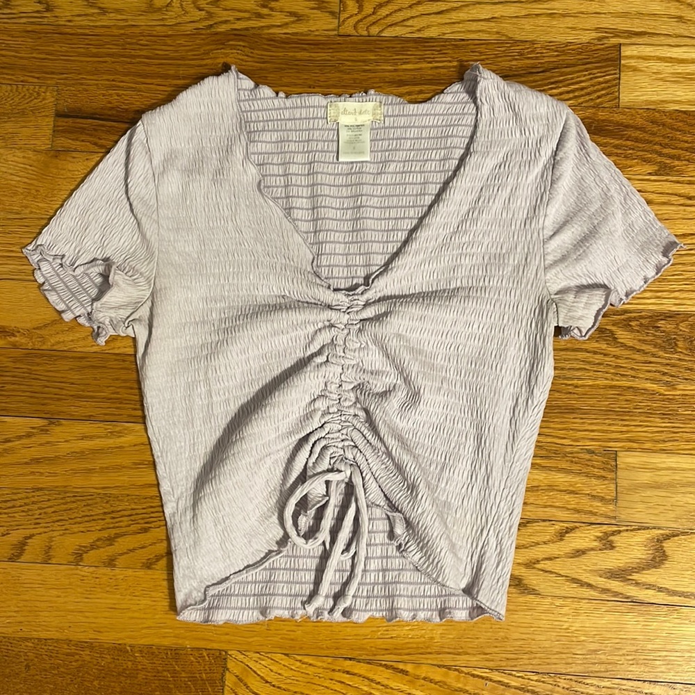 Altar’d State purple (more purple in person) cropped shirt with ruched front